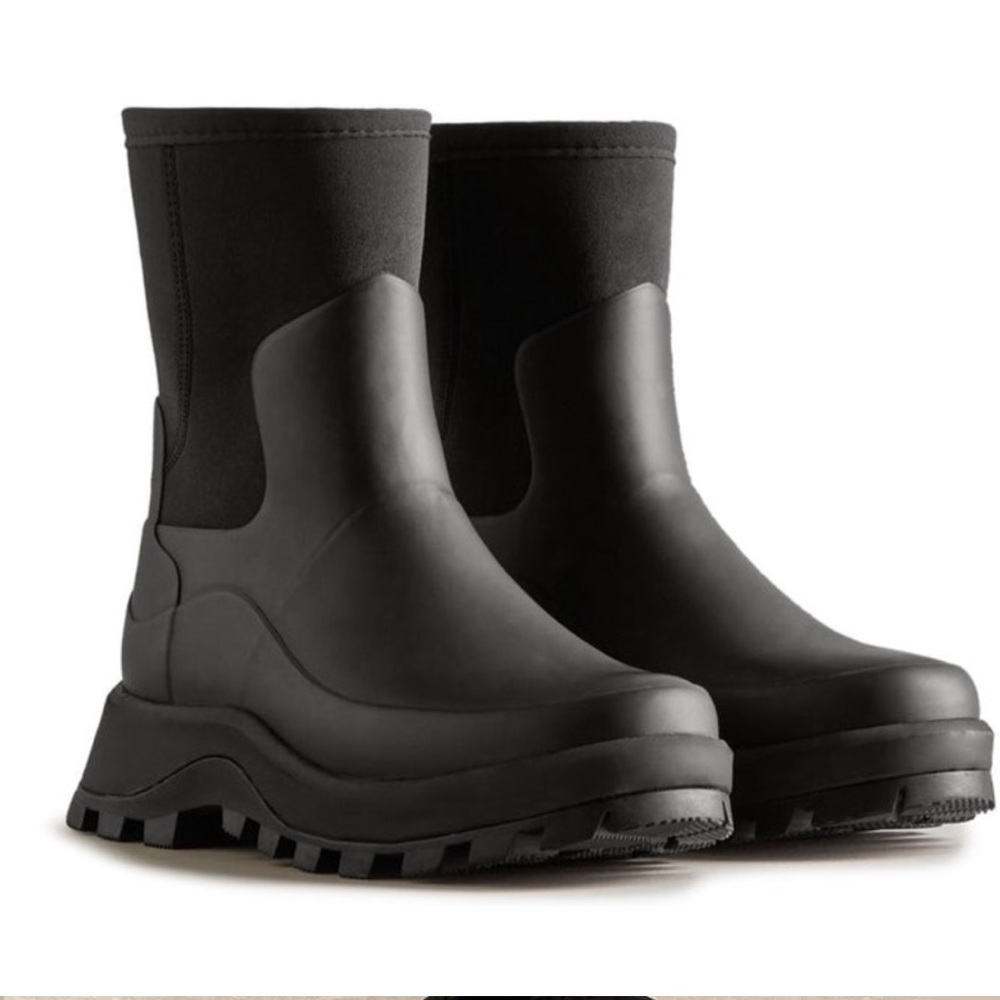 Hunter Black Chunky Winter Rain Boots